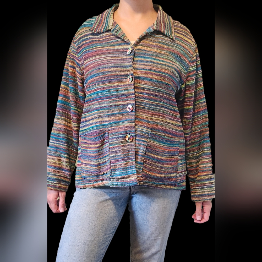 Vintage Anu By Natural Women's Tapestry Jacket 100% Cotton Multicolor